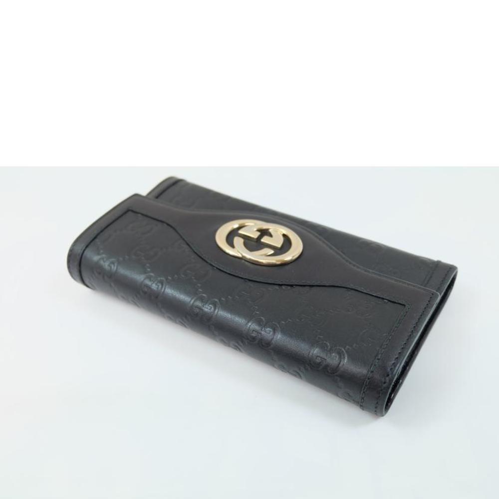 Gucci Interlocking Shima Leather Long Wallet Black - image 3